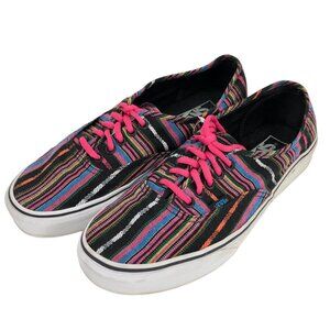 Vans Skateboard Sneakers Shoes Black Multicolor Striped Aztec Unisex M8.5 W10